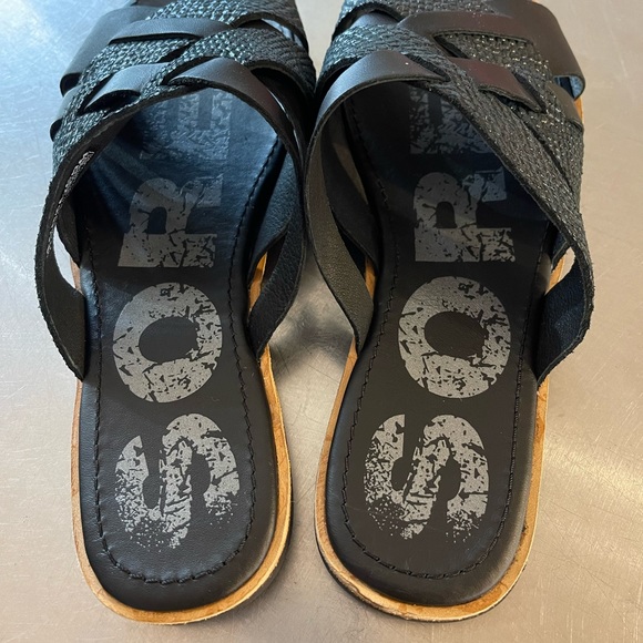 Sorel Ella Black Leather Slide Sandals Size 9 - Picture 4 of 9